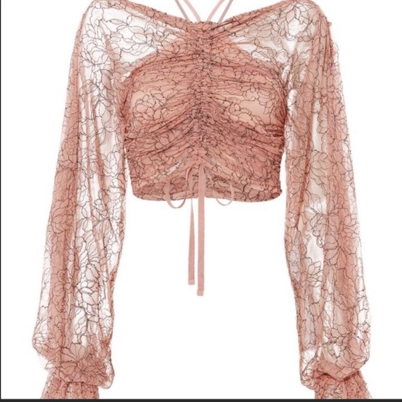 Alice McCall Tops - Alice McCall Rose Sugar High sheer ruched lace crop top 0 XS